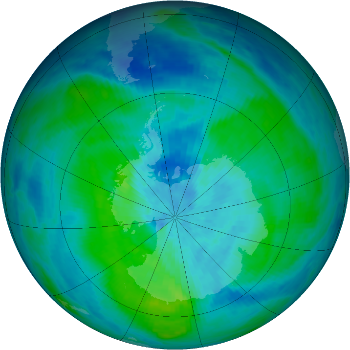 Antarctic ozone map for 11 March 1987
